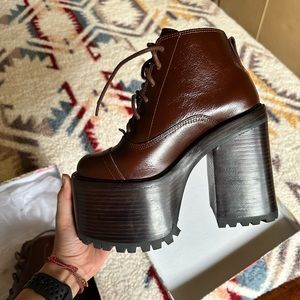 Jeffrey Campbell - TAKEOFF dark brown platform boots with original box